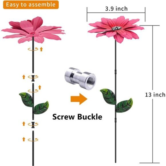 7Pcs/Set Metal Daylily Flower Garden Stakes,Metal Flowers Outdoor Decor Stake - Picture 6 of 7